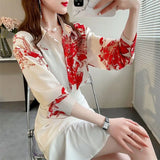 Sweet Printed Button-Up Korean Long Sleeve Shirt