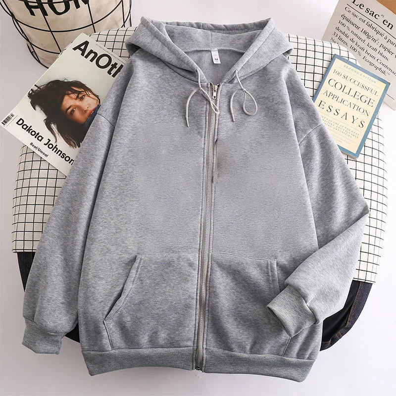 Oversized Retro Zip-Up Gothic Hoodie