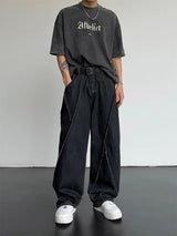 Straight Leg Distressed Patchwork Denim Jeans
