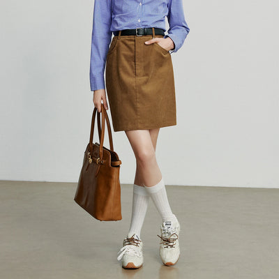 Corduroy A Line Midi Skirt