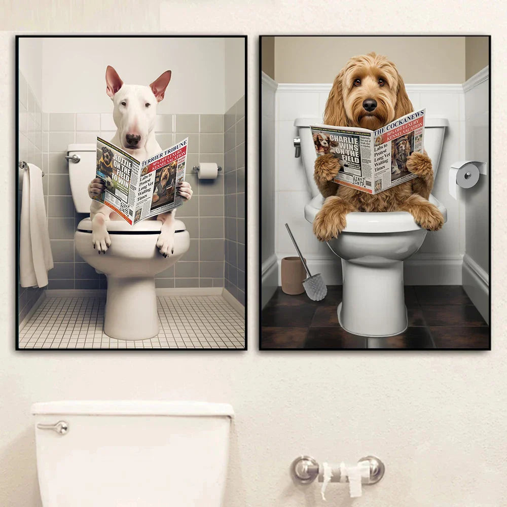 Dog Reading Newspaper Poster
