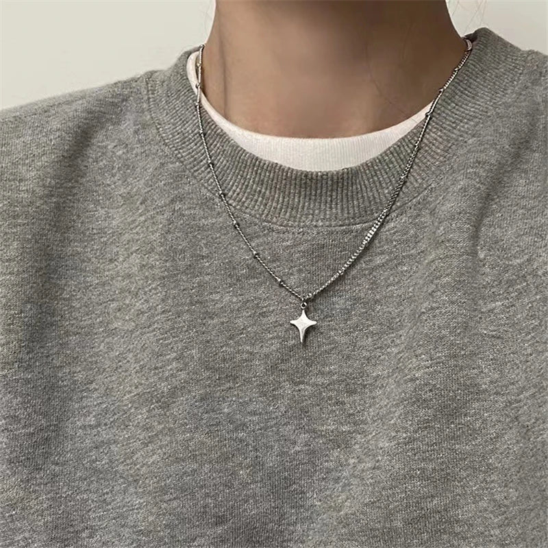 Y2K Star Silver Necklace