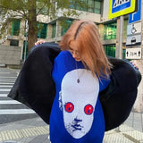 Weirdcore Alien Print Knitted Sweater