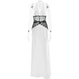Backless Halter Lace Maxi Dress