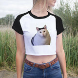 Casual White Basic Cat Print T-Shirt