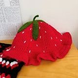 Handmade Crochet Cute Red Strawberry Hat