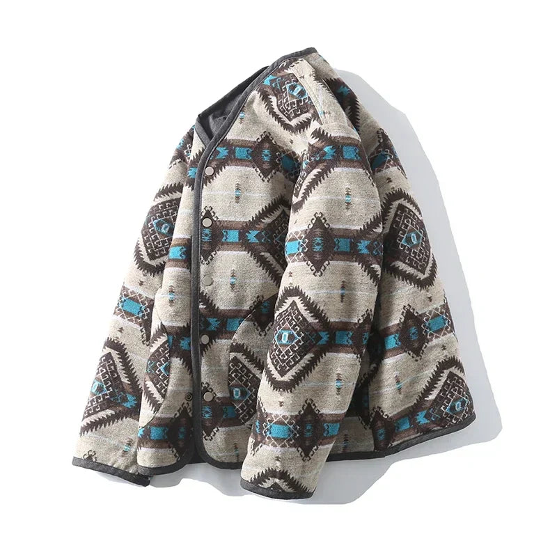 Double Sided Geometric Pattern Puffer Jacket