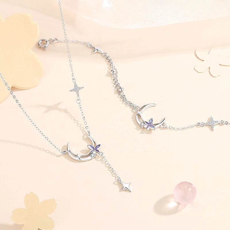 Pulsera Vintage Luna y Estrella de Plata Sterling