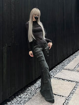 Y2K Black Flare Cargo Jeans