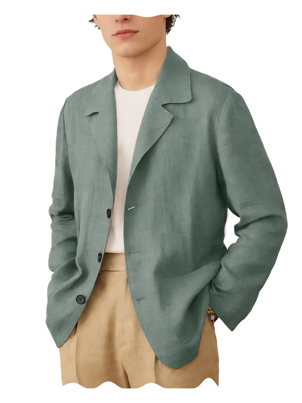 Linen Cotton Blazer Notch Lapel Regular Fit