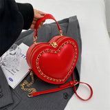 Red Heart Chain Crossbody Bag