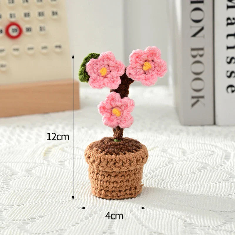 Crochet Knitted Potted Flowers Homemade