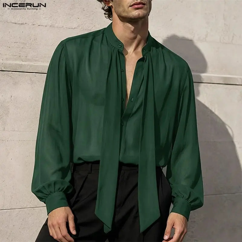 Sheer Bow Solid Color Shirt
