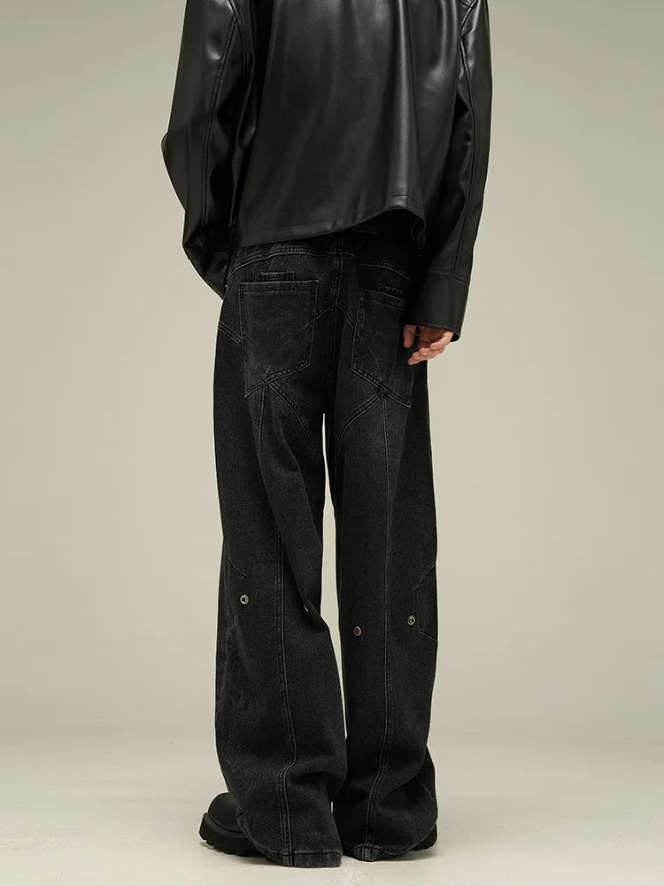 Black Grunge Wide Leg Jeans