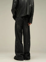 Black Grunge Wide Leg Jeans