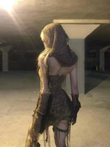 Y2K Vintage Lace Mini Skirt Suit Set