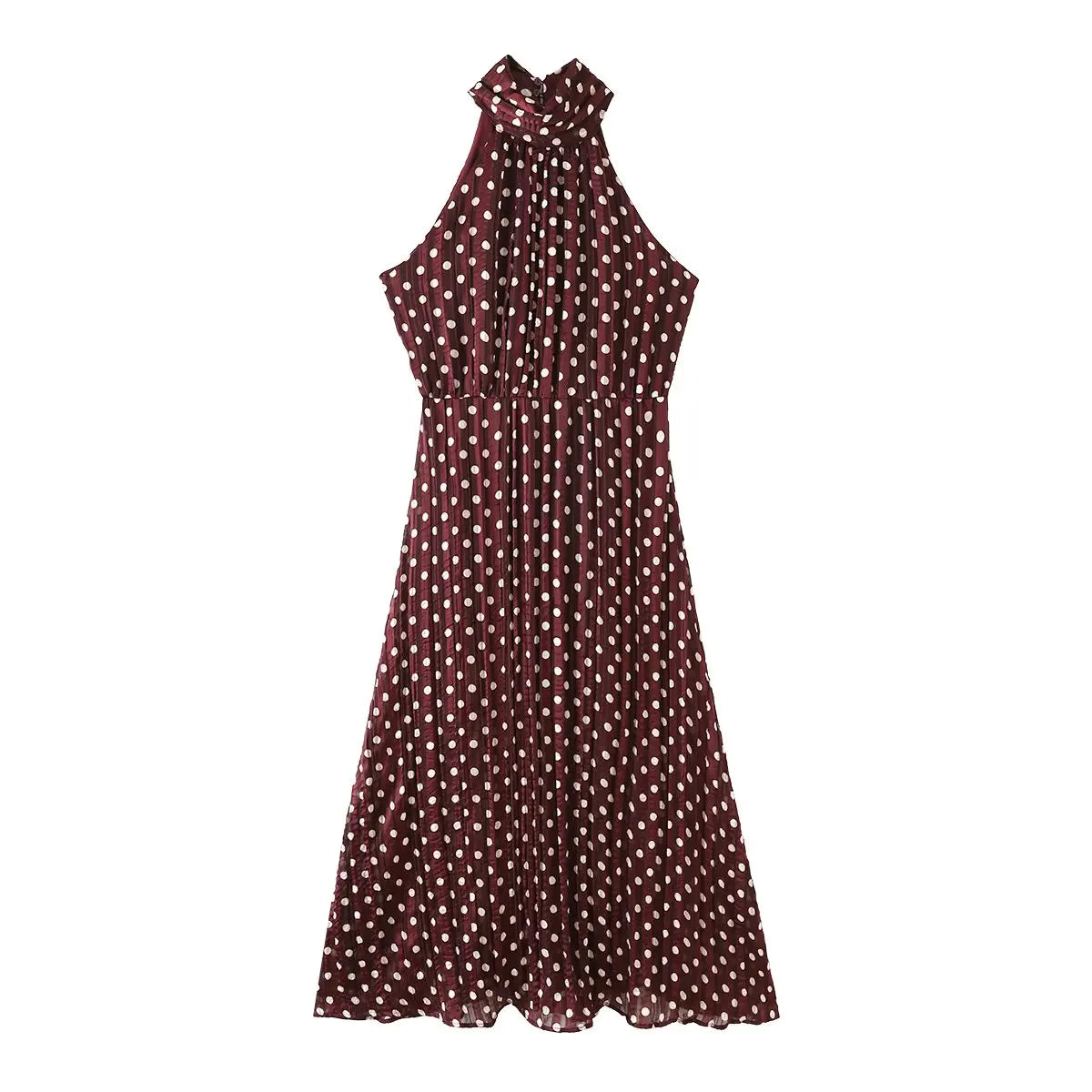 Sleeveless Halter Polka Dot Dress