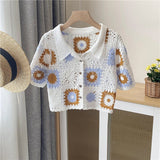 Crochet Top Knitted Crop Handmade Cardigan