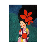 Retro Flowers Girls Hair Paintings Poster