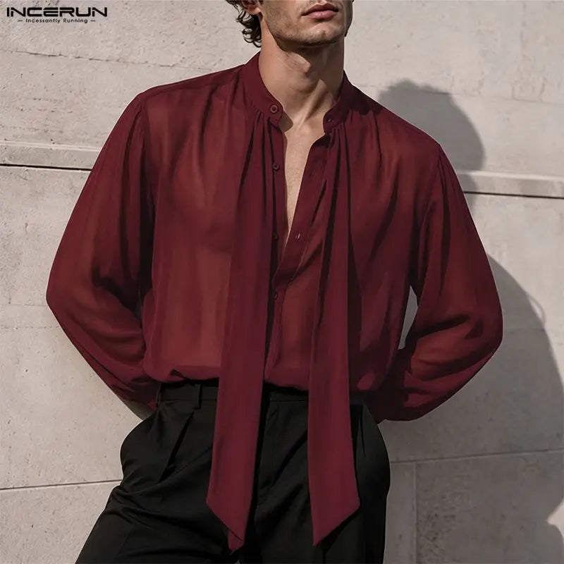 Sheer Bow Solid Color Shirt