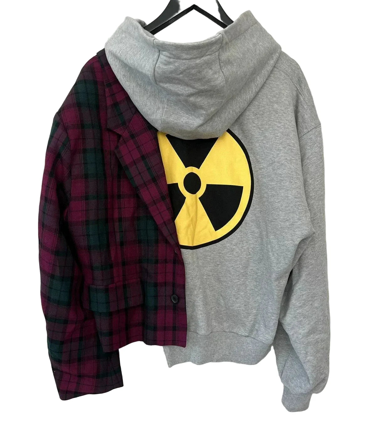 Oversized Plaid Red Zipper Hoodie