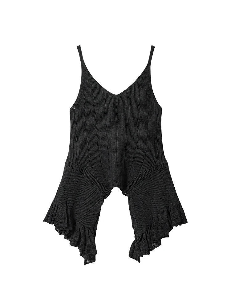 Vintage Knit Halter Black Tank Top