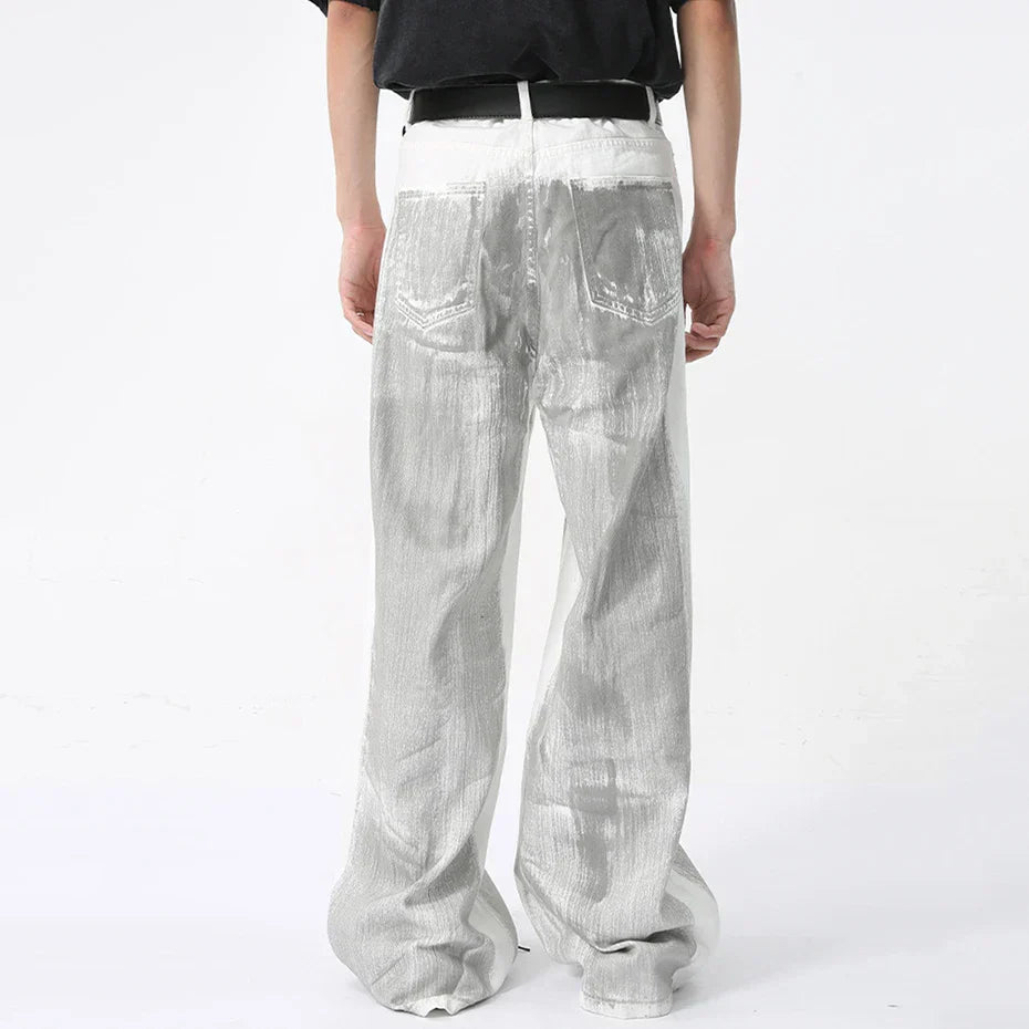 Cyperpunk Washed White Straight Leg Pants