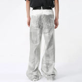 Cyperpunk Washed White Straight Leg Pants