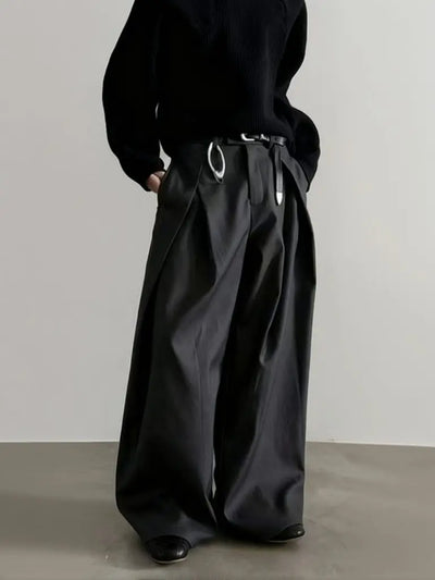 Korean Style Wide Leg Black Pants