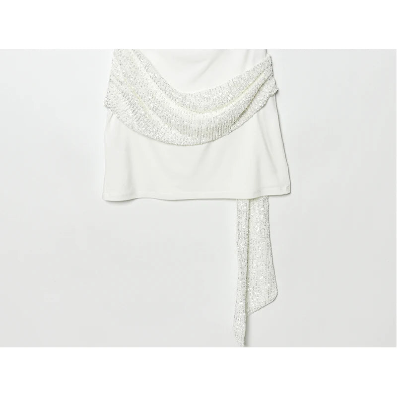 Women's White Cape Sleeve Mini Dress