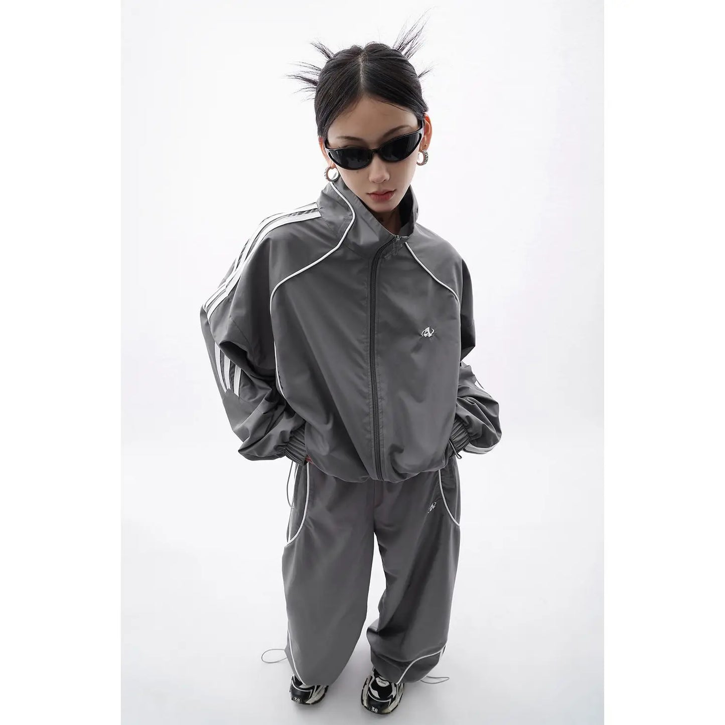 Sports Grey Loose Tracksuit