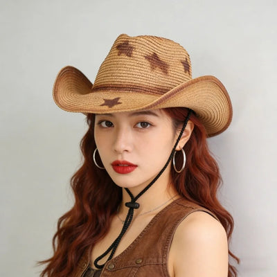 Star Cowgirl Adjustable Woven Straw Hat