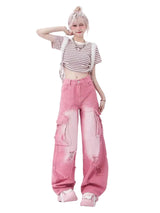 Barbie Core Distressed Cargo Jeans