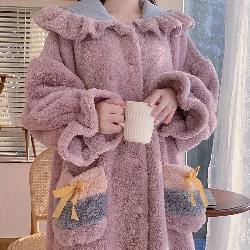Coral Fleece Warm Female Pyjama