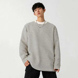 Korean Spring Striped Round Collar Casual T-Shirt