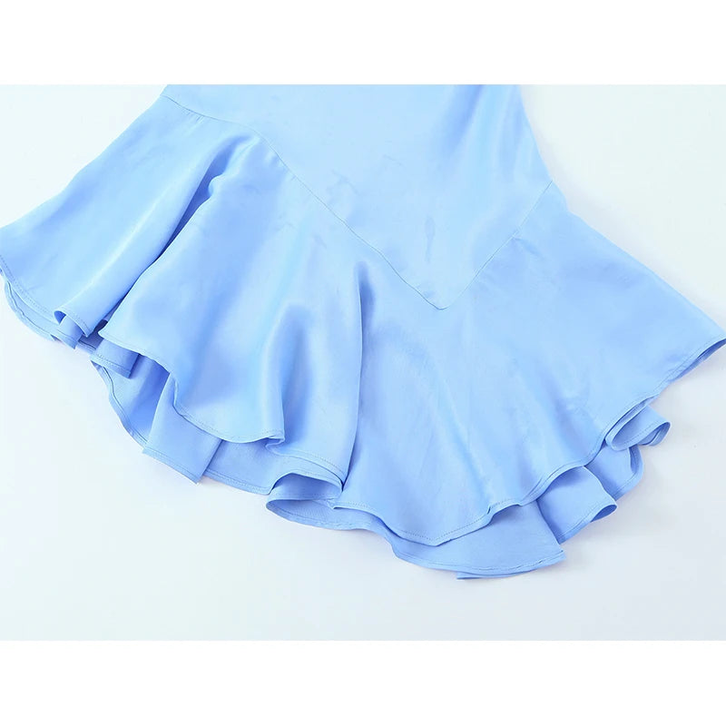 Baby Blue Silky Satin Cami Dress