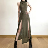 Gothic Hooded Cut Out Maxi Dress