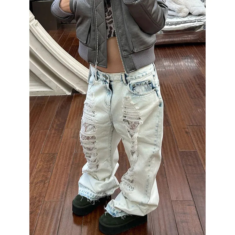 Vintage High Waist Ripped Y2K Jeans