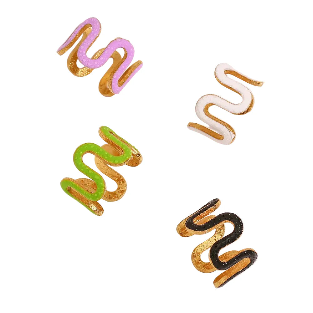 Anillos Ondulados Modernos Esmaltados Y2K