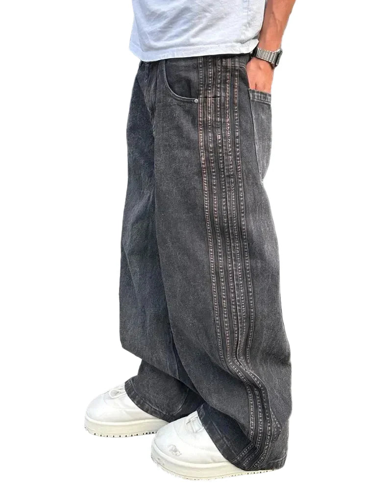 Black Vintage Embroidered Jeans