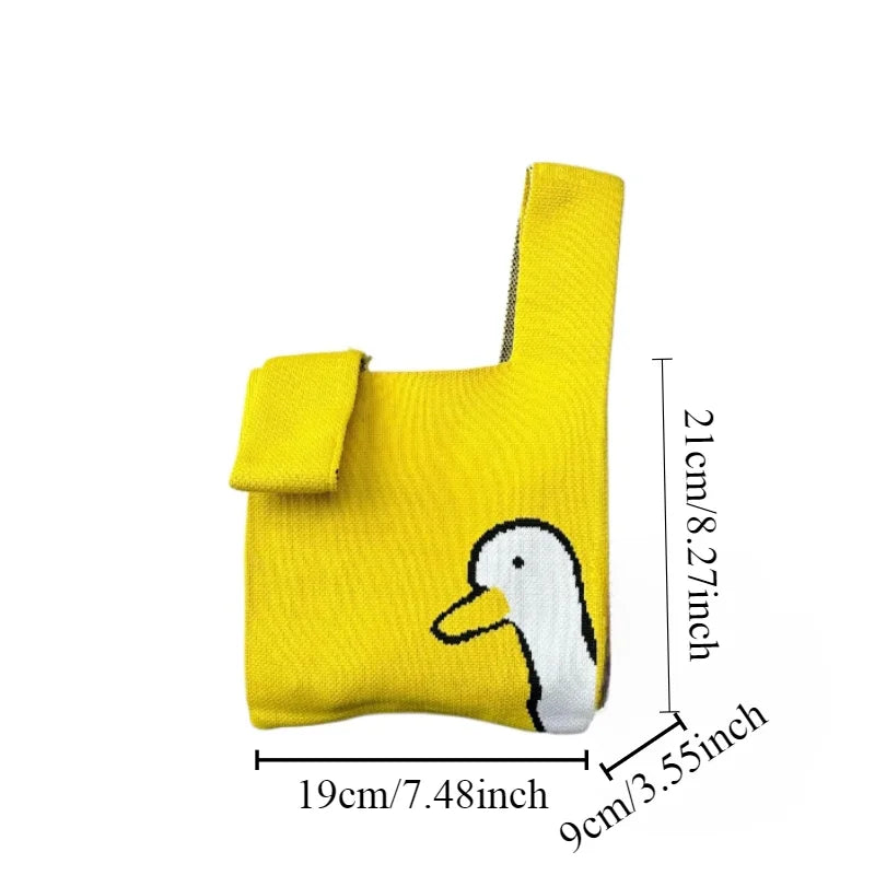 Crochet Duck Cartoons Knitted Tote Bag