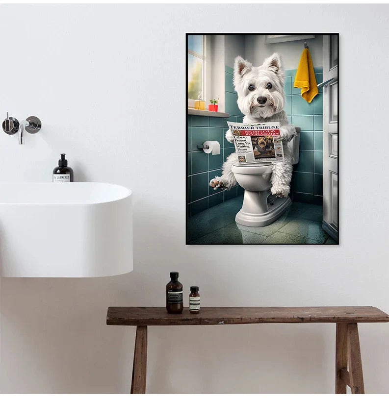 Dog Reading Newspaper Poster