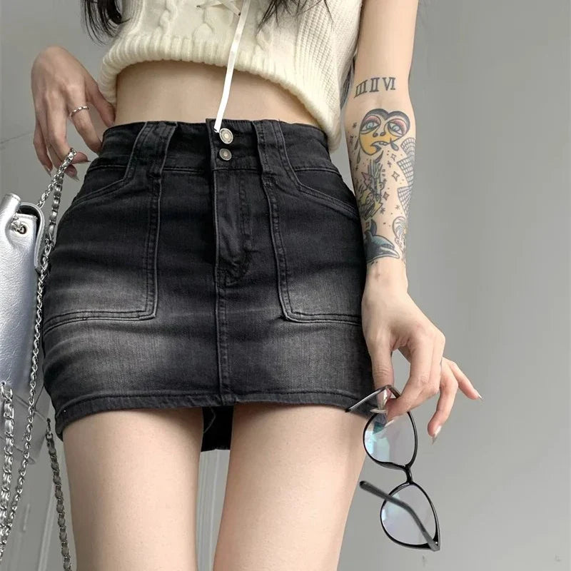 Vintage High Waist Denim Skirt