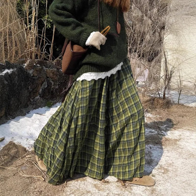 Fairycore Plaid Maxi Skirt