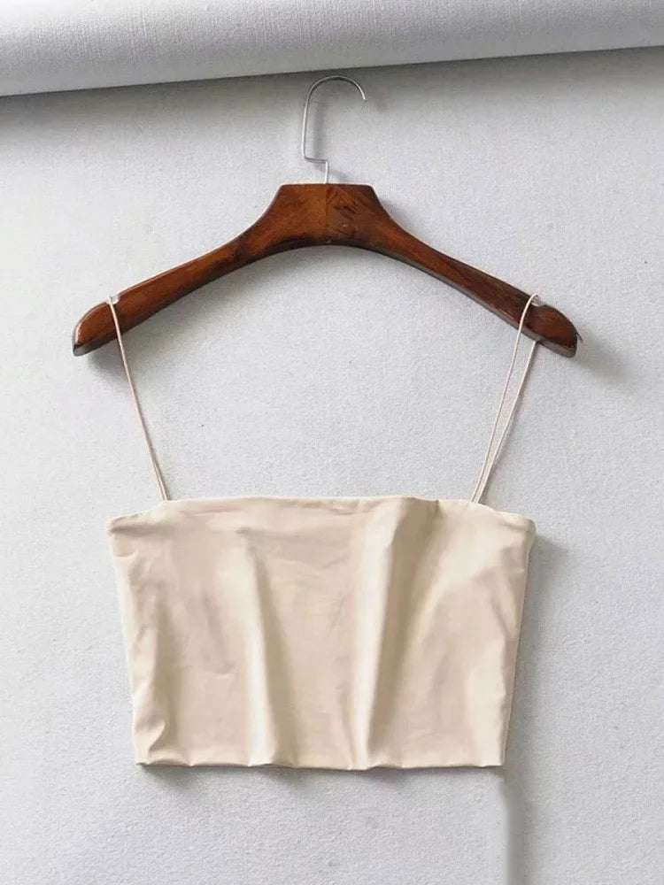 Women's Elastic Cotton Camis Crop Top