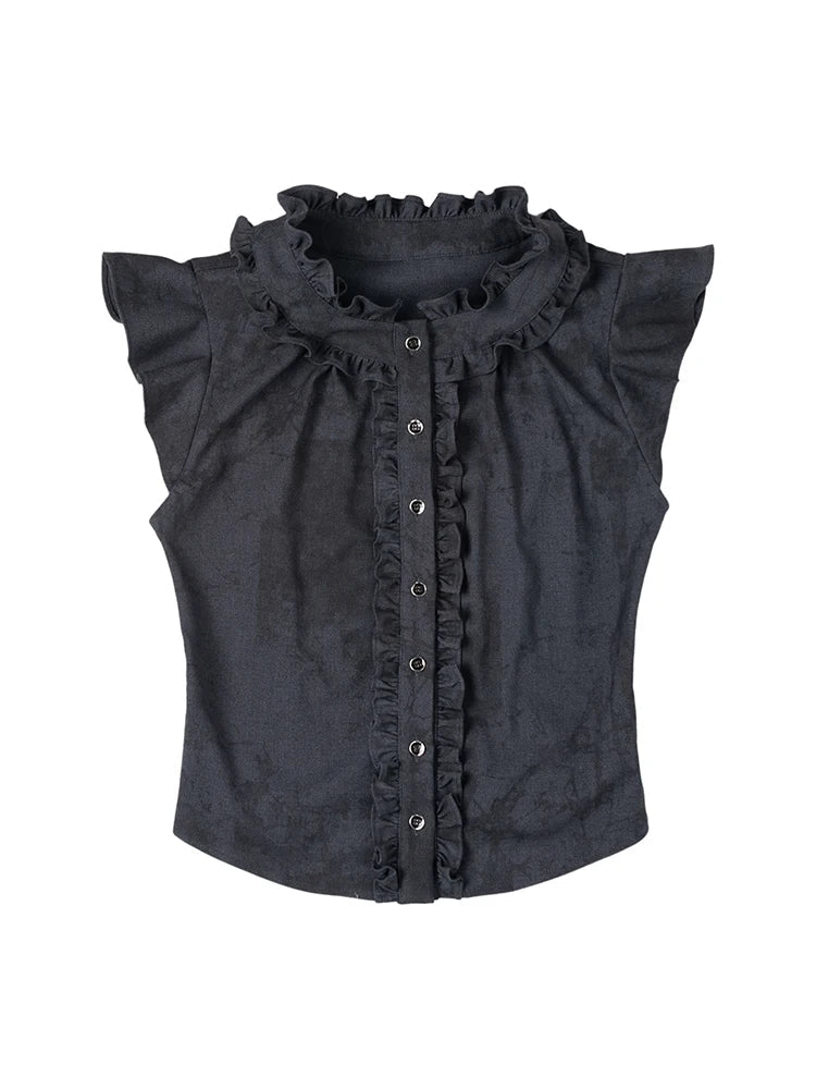 Women Sleeveless Black Ballet Core Blouse
