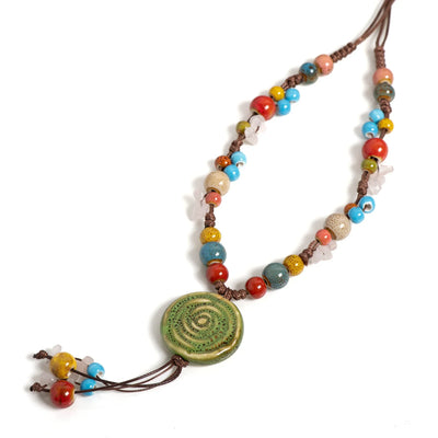 Adjustable Pendant Green Crystal Necklace