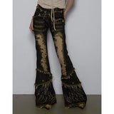 Grunge High-Waist Flare Jeans für Damen