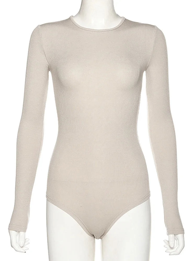 Slim Ladies Sexy Solid Bodysuit