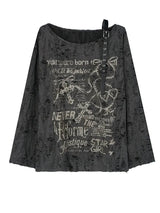 Vintage Y2K schulterfreies, zerrissenes Top